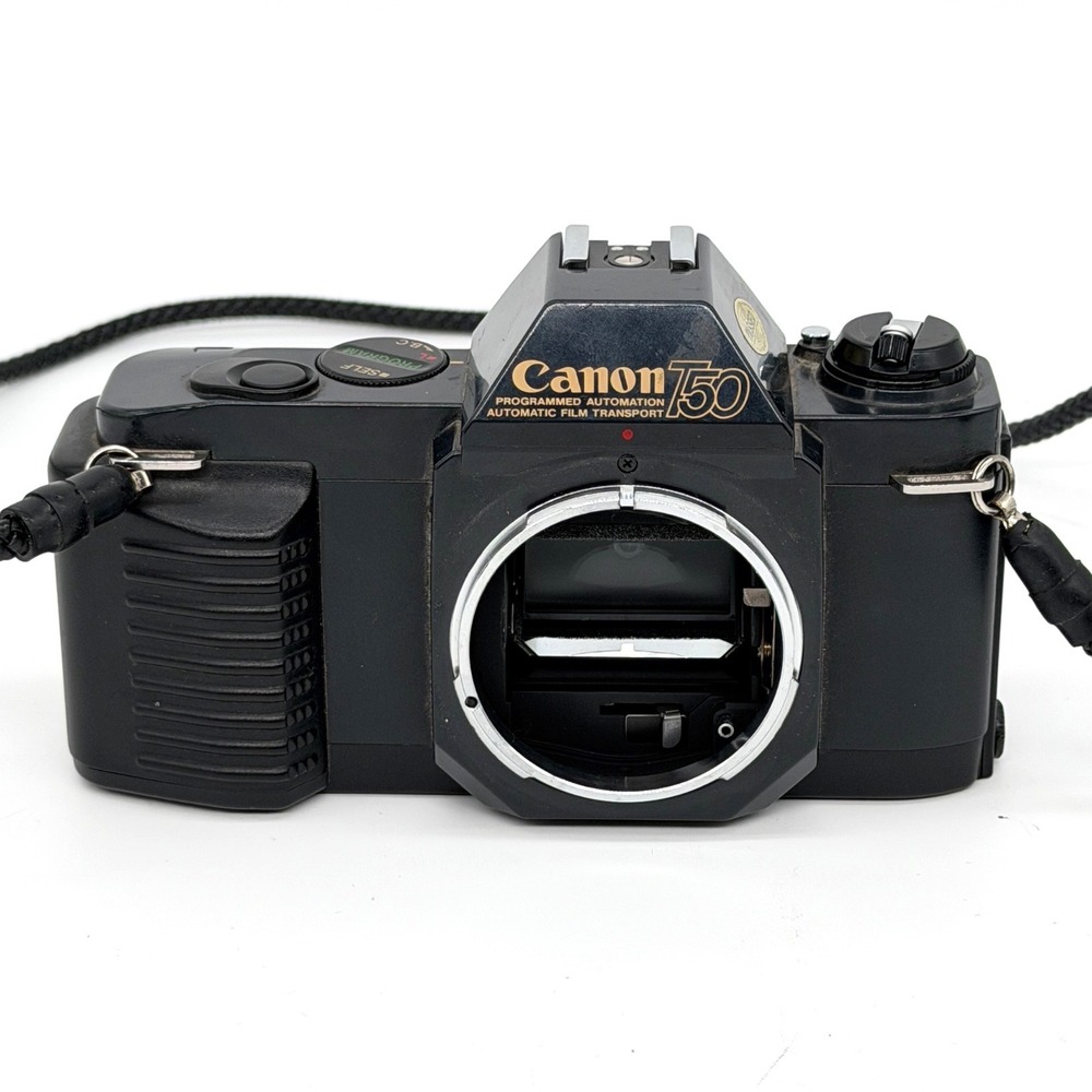 Canon T50 35mm SLR Film Camera Body Only Black Vintage Tested Works Good Cond
